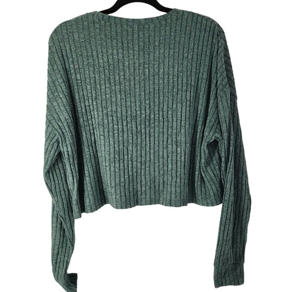 Zeagoo Womens Ribbed Knit Long Sleeve Crop Top - XL Evergreen Soft & Cozy - Picture 5 of 10